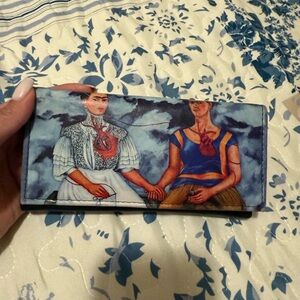Leather wallet with Frida Kahlo Design
